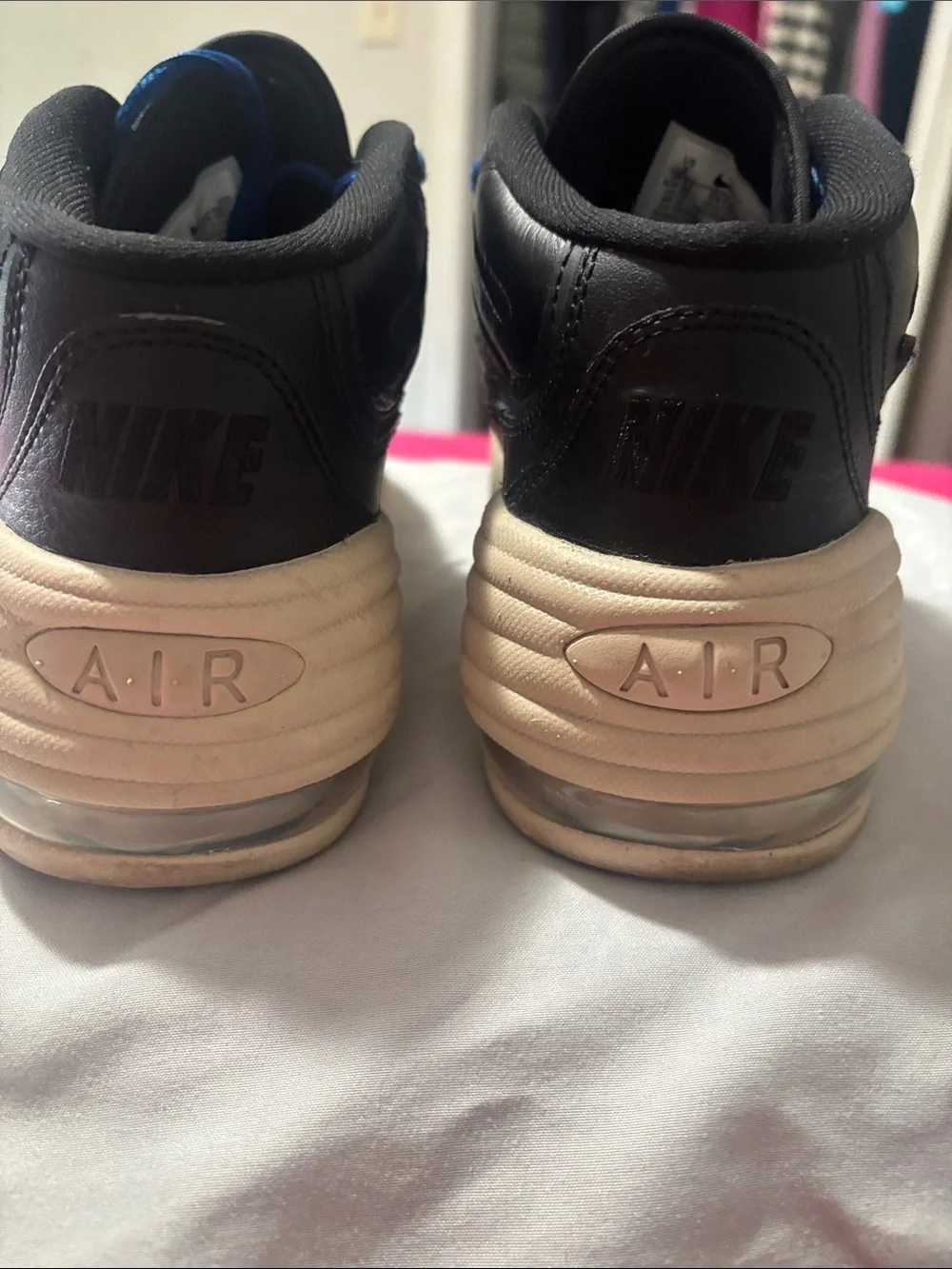 Nike Kids Black Sneakers with Blue Laces and Cream Soles